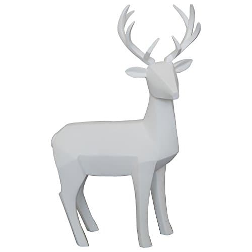 Comfy Hour 16" Deer Tabletop Decorative Figurine, 3D Paper Folding Effect Finish, White