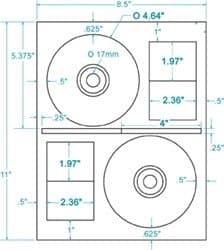 Compulabel 312715 4.64" CD/DVD Labels Stomper compatible (100 White Sheets 200 CD Labels)