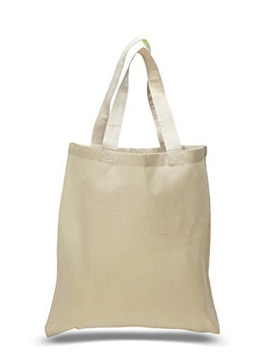 Flat Bottom Cotton Reusable Plain Tote Bag with 21-Inch Handles, 15-Inch-by-16-Inch, Natural (12 Pack)
