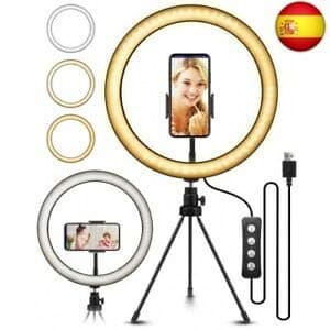 Ring Light with Tripod Stand & Phone Holder, 8" Desktop Ring Lights for Make Up, Streaming and Selfie Photography, 3 Color Modes and 10 Brightness, USB Powered Dimmable LED Circle Light with Remote