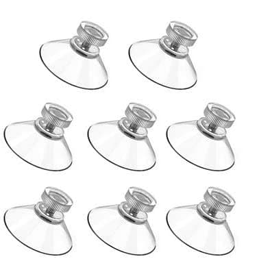 nuoshen 8 PCS Sucker Cups, 41 mm Plastic Sucker Pads Round Threads Suction Cups with knurled nut clear for Daily Hanging Extra Strong Suction Holder
