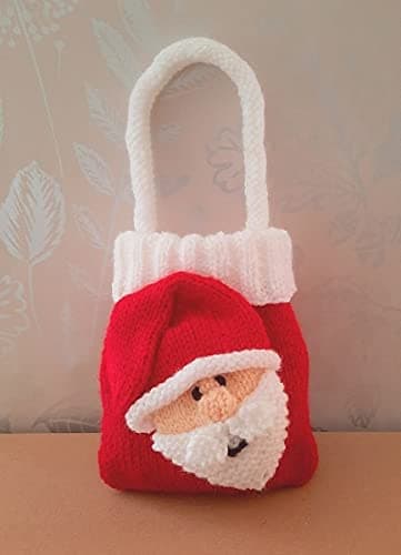 Knitting by Post Knitting Pattern Santa Gift Bag from A Christmas Treat Holder Ready to be Knit in Red and White