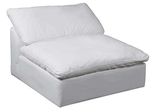 Sunset Trading Cloud Puff 5 Piece Performance Gray Grey 14 Slipcovered Modular L-Shaped Sectional Sofa, 176" Deep-Seating Down-Filled Couch, White