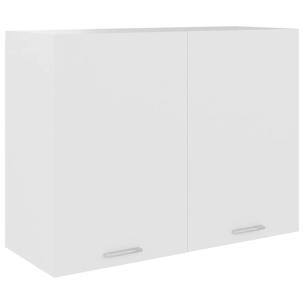 vidaXL Hanging Cabinet White, Kitchen Wall Storage Unit, Two-Shelf Organizer, Engineered Wood, Scandinavian Style, 80x31x60 cm