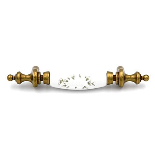 Hickory Hardware P64-WF, Pull-porc.ctr.w/ Flower, Polished Brass/White Insert