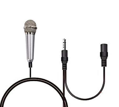 SRK CLOUD M17 Auxiliary Mini Portable Condenser Microphone With 3.5 Mm Plug, For Iphone Karaoke HD Singing Music Chat Stereo Condenser Mic ( Silver Color )