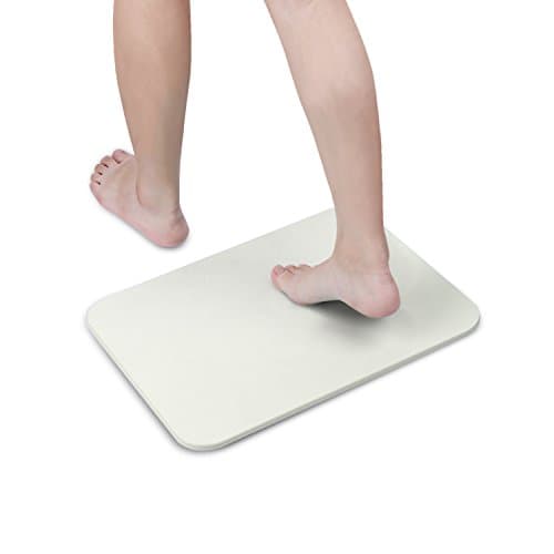 Bath Mat Quick Drying Diatomaceous Earth Non Slip Absorbent Antibacterial Bathroom Mat 17"x13" White Grey