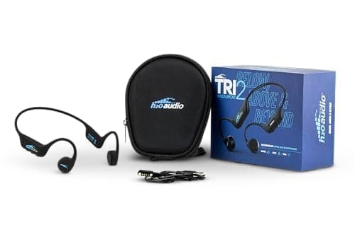 H2O Audio TRI 2 Multisport Waterproof Bone Conduction Open Ear Headphones, Bluetooth 5.3 for Running and Cycling, MP3 Mode for Swimming, 8GB Memory, 8.5-Hour Battery, Black