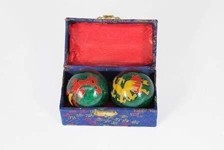 45mm Health Baoding Balls Enamel Dragon Phoenix (Green)