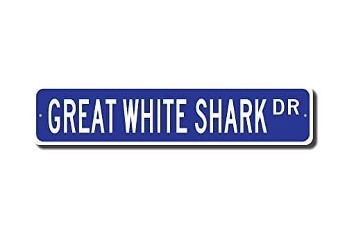 Iliogine Great White Shark Great White Shark Gift Great White Shark Sign Shark Decor Ocean Predator Street Sign Metal Wall Art Christmas Funny Gifts for Women