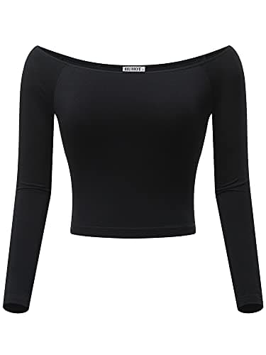 HUHOT Womens Basic Short Sleeve Vogue Fitted Off The Shoulder Cute Crop Tops 2025