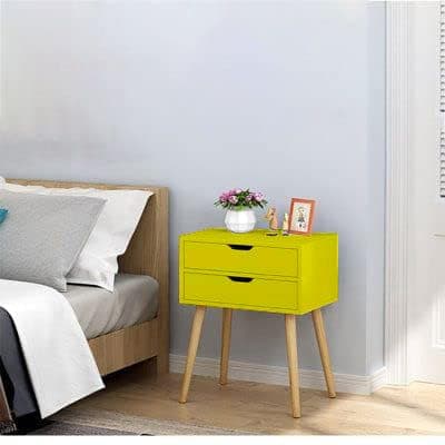 ETIQUETTE ART Wood Storage Dresser Table with Removable 2 Drawer (Yellow)