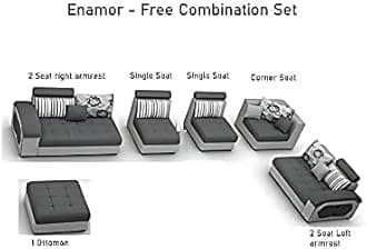 U-Shape Sectional Sofa for Living Room, 10-Seater | Fabric Sofa Set, Seating Capacity 14 Persons with Tea Table & 4 Puffy | Pre-Assembled