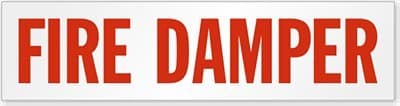 Fire Damper, Adhesive Signs and Labels, 5 Labels / Pack, 4" x 1"
