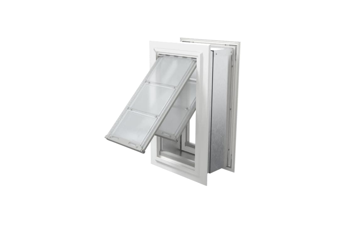 Medium Wall Mount - White Double Flap 8" x 14" pet door