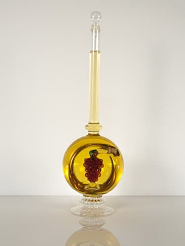 Blown Glass Globe Shaped Bottle with Grape Cluster Figurine Bottle, Decorative Bottle, Hand Blown Glass Bottle, Wine Bottles, Glass Bottles
