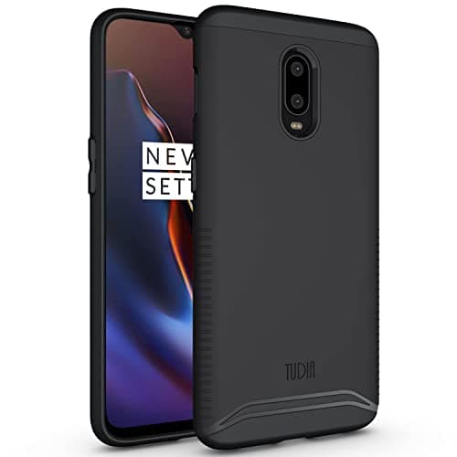 TUDIA TPU+PC Dualshield Designed For Oneplus 6T Back Cover,[Merge] Dual Layer Heavy Duty Slim Hard Back Cover For Oneplus 6T (Matte Black)