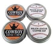 SPLIT 4 Pack Cowboy Coffee Chew & Major League Coffee Dip Quit Chewing Tin Can Non Tobacco Nicotine Free Smokeless Alternative to Dip Snuff Snus Leaf