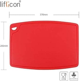 Liflicon Extra Large Thick Silicone Cutting Board 14.6'' x 10.43'' BPA Free and FDA Approved Chopping Board Flexible Cutting Mats Dishwasher Safe-Red