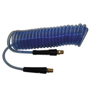 Interstate Pneumatics HR26-015A 3/8 Inch 15 ft long w/1/4 Inch NPT Swivel Fittings, Recoil Translucent Blue Polyurethane Hose