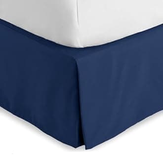 Bare Home Bed Skirt Double Brushed Premium Microfiber, 15-Inch Tailored Drop Pleated Dust Ruffle, 1800 Ultra-Soft Collection, Shrink and Fade Resistant (Full, Dark Blue)