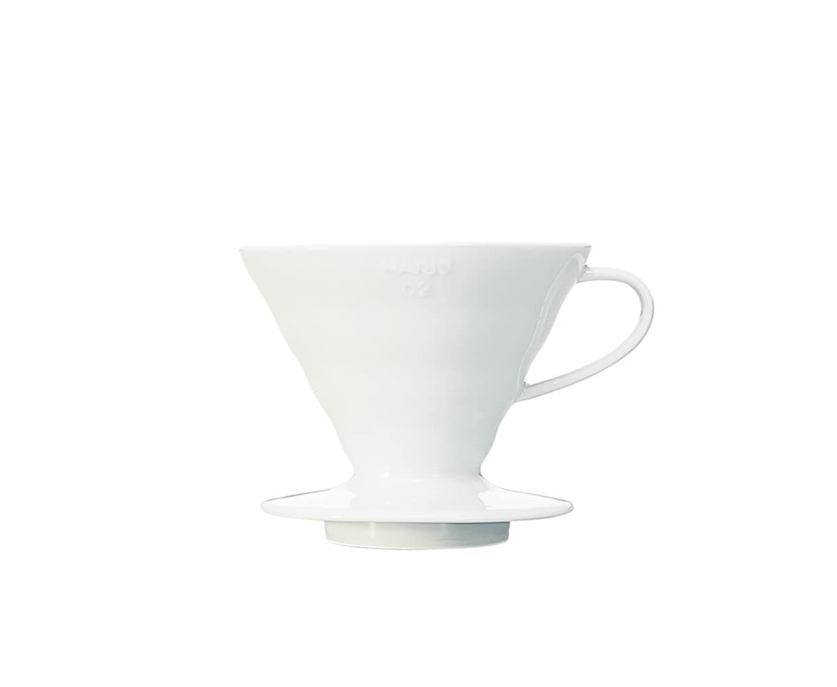 Hario V60 Ceramic Coffee Dripper Pour Over Cone Coffee Maker Size 02, White