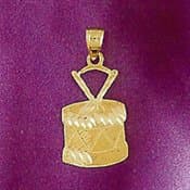 Gold Snare Drum Charm - 14k