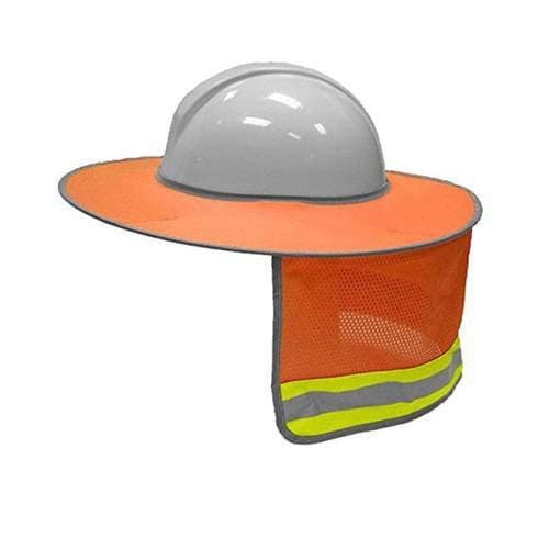 Construction Safety Hard Hat Neck Shield Helmet Sun Shade Reflective Stripe Kit (Orange)