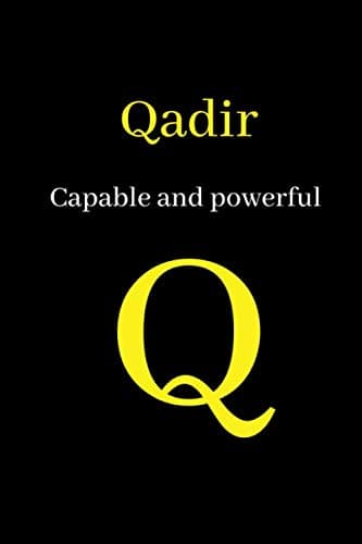 Qadir, capable and powerful: Letter Q monogram notebook journal. 120 6x9 inch lined pages. Matte finish