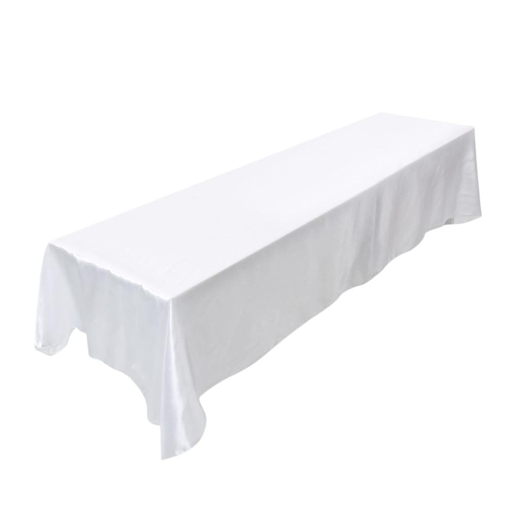 BIT.FLY 57 in x 126 in Rectangular Satin Tablecloth for Weddings, Parties, And Events. White Decoration