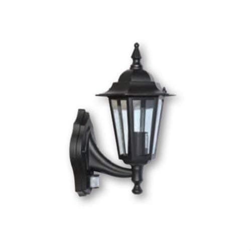 Deta L2843B Coach Lantern with PIR - 6 Panel (Black)