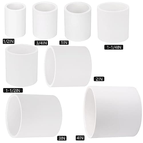 20 Pack 3/4" PVC Pipe Coupling Adapter Pipe Fittings (Socket x Socket) Contractor Pack Schedule 40 Heavy Duty 3/4 Inch PVC Slip Socket Connectors for DIY PVC Shelf Garden Support Structure, White