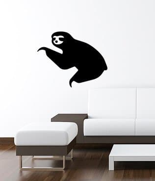 SLOTH Wall Art Decal 16"x13" BLACK