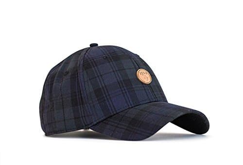 1502 Classic Golf Hat, Black Watch Plaid Design, Adjustable Hat & Leather Strap
