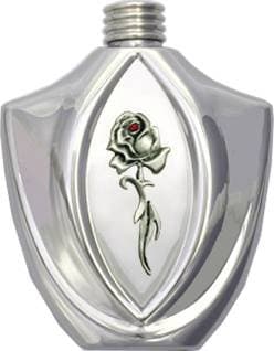 5oz "Long Rose" Tulip Shaped Flask - Silver Mirror Finish
