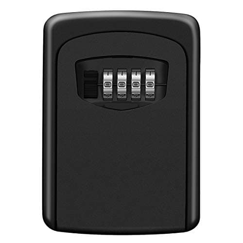 KeeKit Key Lock Box, 4 Digit Combination Key Storage Lock Box, Wall Mount Key Safe Box, 5 Key Capacity Waterproof for The Keys of Car, House, Warehouse, Office, Indoor & Outdoor – Black