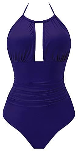 I2CRAZY Womens Swimsuits Padding Push Up One Piece Bathing Suits Tummy Control Monokinis - S,Blue