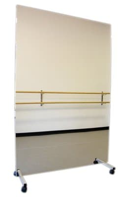 Glassless mirror, mobile caster base, 36 x 96 inch vertical