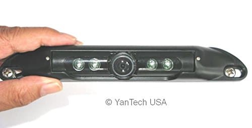 License Plate CCD Color Mount Rear View Backup Camera with Night Vision, CHROME PLATED METAL Body, 180 Degree Reverse View, RCA Connector