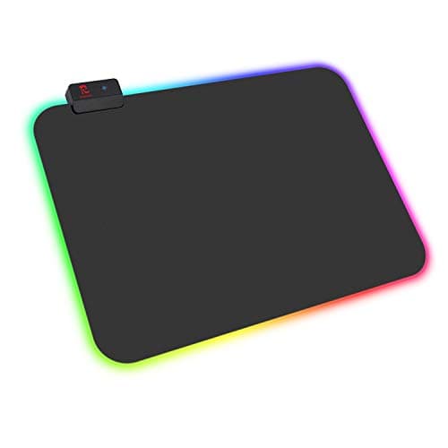 Mouse Pad ROSONWAY RGB Gaming Mouse Mat with 14 Groups Lighting Modes Memory Function 2 Brightness Levels (13.8 x 9.8 in) …