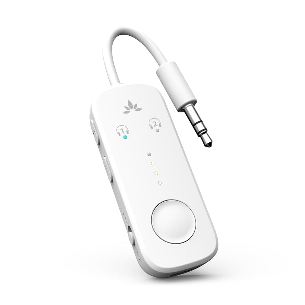 Relay - Airplane Bluetooth 5.3 Adapter with Qualcomm aptX Adaptive, Supports 2 AirPods or Headphones, 20H Playtime, 3.5mm AUX Jack Wireless Audio Transmitter for Planes, Airline, Travel