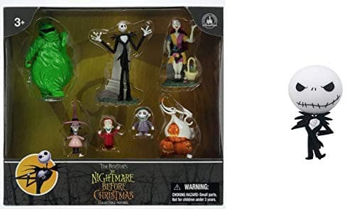 Theme Park Jack Skellington Nightmare Before Christmas 7 Pc. Cake Toppers / Playset / Decorations with Jack Magnet