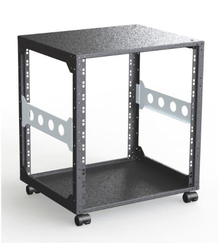 12U 482.6mm (19") Mini Rack - Open Frame - 440 mm Depth - Black - Server Enclosure Studio Cabinet - Flight case