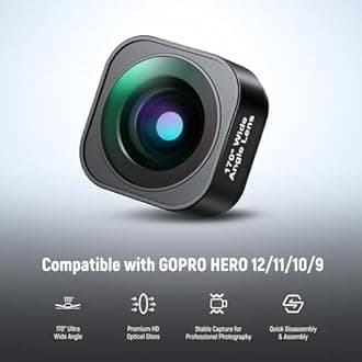 Neewer 170° Ultra Wide Angle Lens: Compatible with GoPro Hero 12/11/10/9 Action Cameras, Aluminum Frame, LS-37