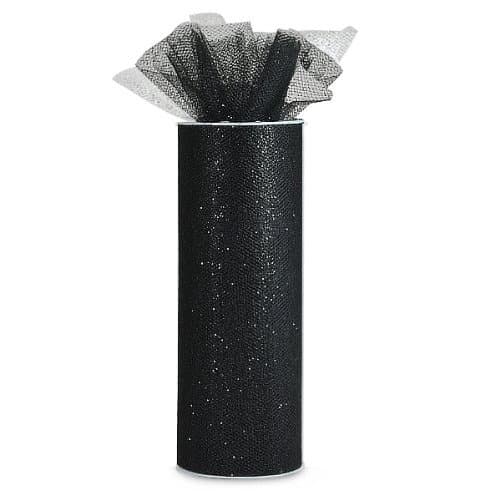 Black Glitter Tulle Roll 6" x 25 Yd
