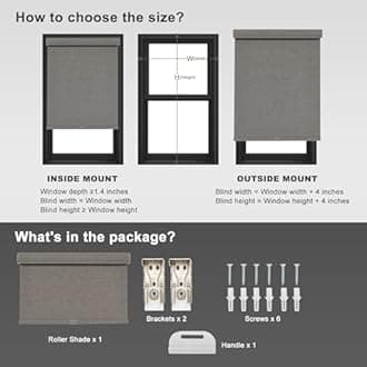 Persilux Blackout Roller Shades for Windows,Cordless,Linen Fabric,Roller Blinds,Thermal Insulated Fabric UV Protection,Window Shades for Home,Office,Bedroom,Door,Blackout-Brown,84" W X 84" H