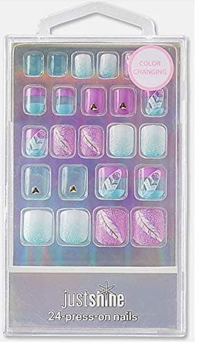 Justice Shine Feather Color Changing Press on Nails 24 Pc