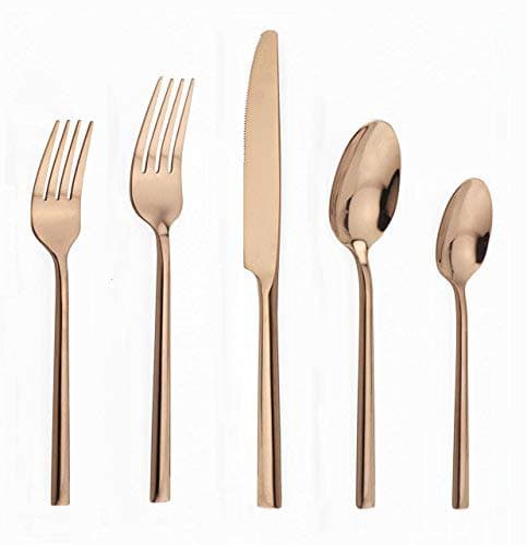 Copper Flatware Set 20-Piece Service for 4, Titanium Silverware Set Cutlery, Stainless Steel