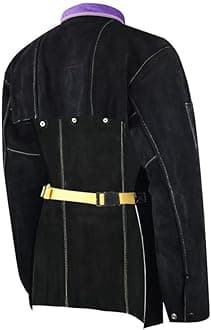 ONETIAN Leather Welding Jacket, Welder Safety Coat, Cape Sleeves with Bib Apron, Heat and Flame Resistant