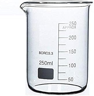 Boro 3.3 Glass Graduated Measuring Beaker for Lab or Kitchen (250ml)